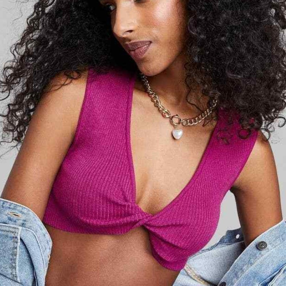 Wild Fable Reversible Twist Cropped Sweater Tank Top (Plum)